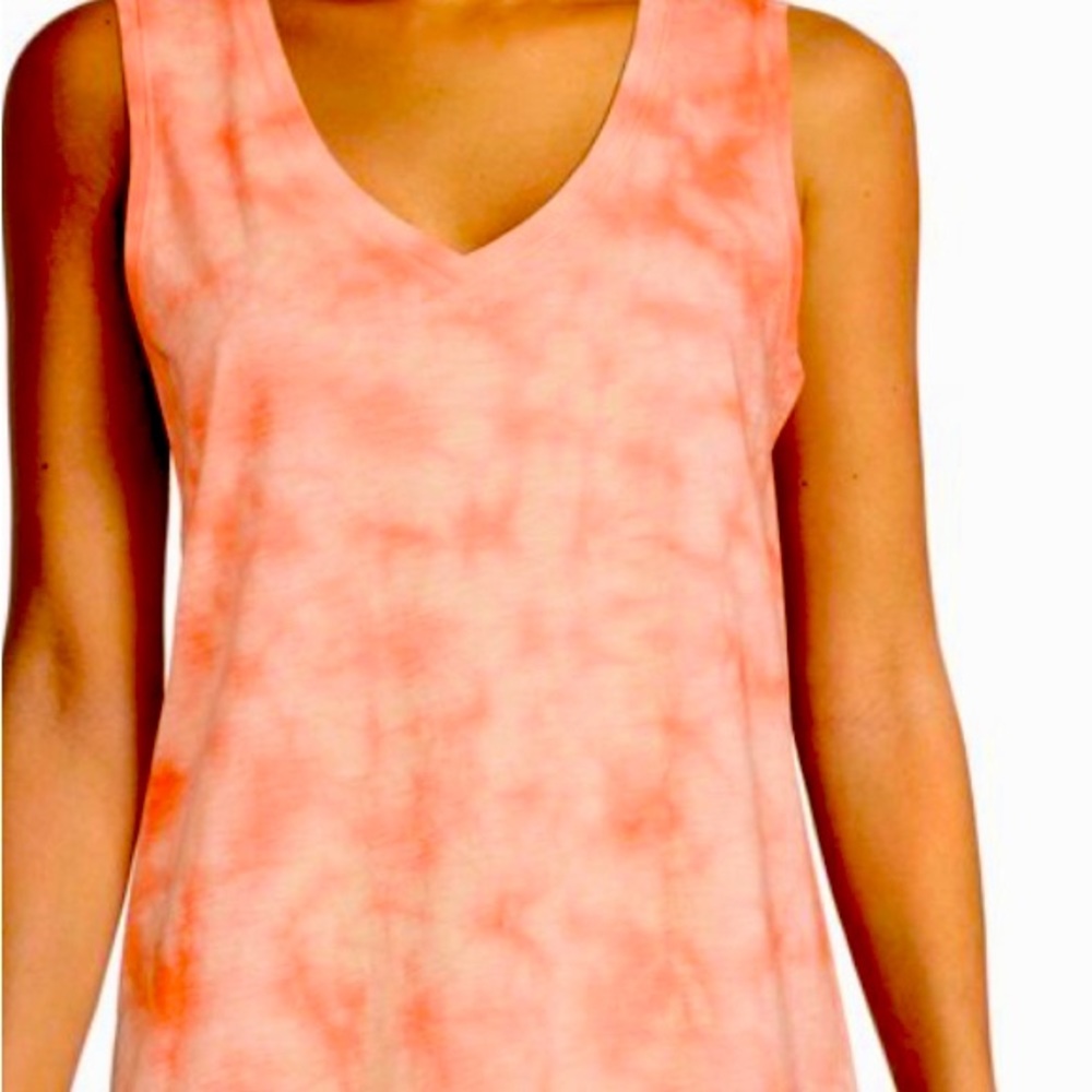 NWT TIME AND TRU Women's M (8-10) Bright Orange Tie Dye Relaxed Fit Tank Shirt